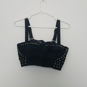Studded Jean bralette